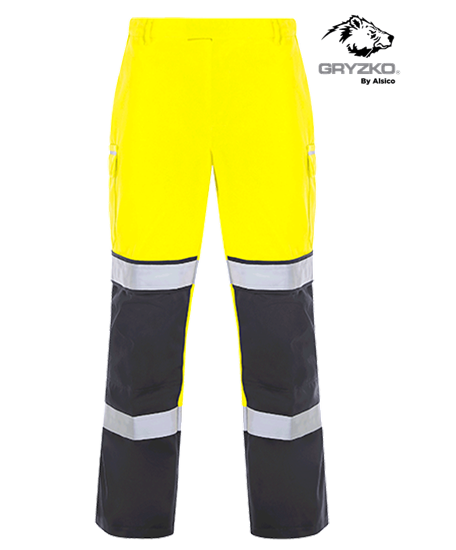 Picture of Gryzko® Hi Vis Contrast Trouser - Hi Vis Yellow/Navy