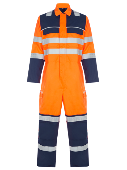Picture of Gryzko Hi-vis Contrast Coverall - Hi Vis Orange and Navy