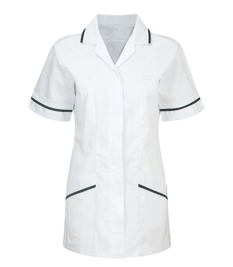 Picture of Female Therapy Tunic - White/Bottle Green 