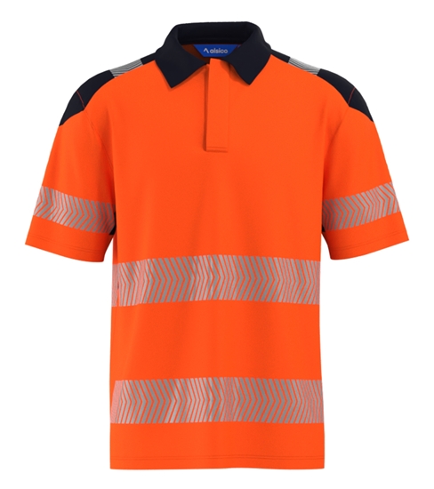 Picture of Hi-vis poloshirt - Hi Vis Orange/Navy