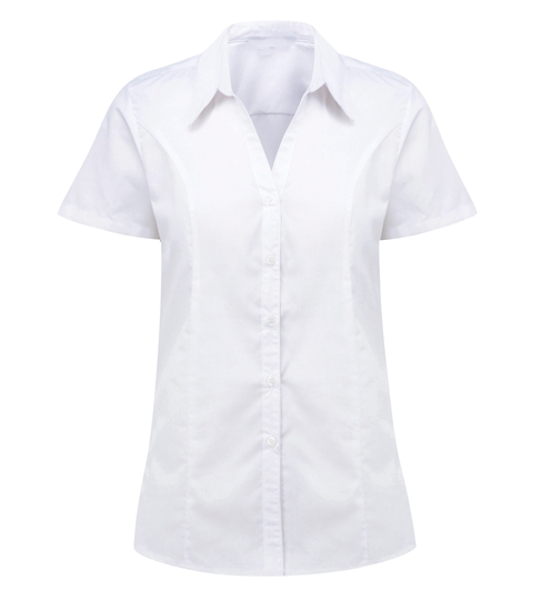 Picture of Semi-Fitted Short Sleeve Blouse - White