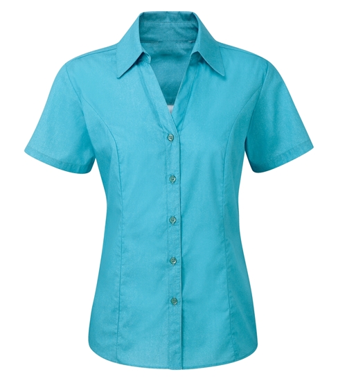 Picture of Semi-Fitted Short Sleeve Blouse - Teal