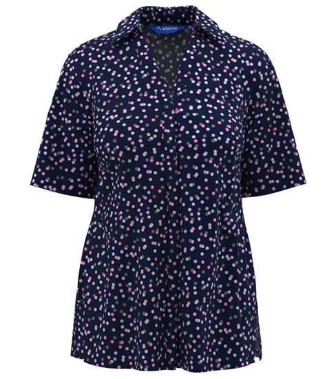 Picture of Loose Fit Blouse - Navy/Pink/Grey Darcey Print